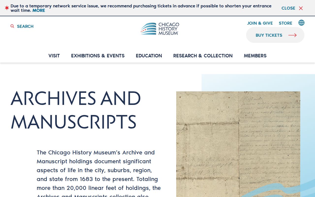 Chicago History Museum archives and manuscripts collection for suburban research