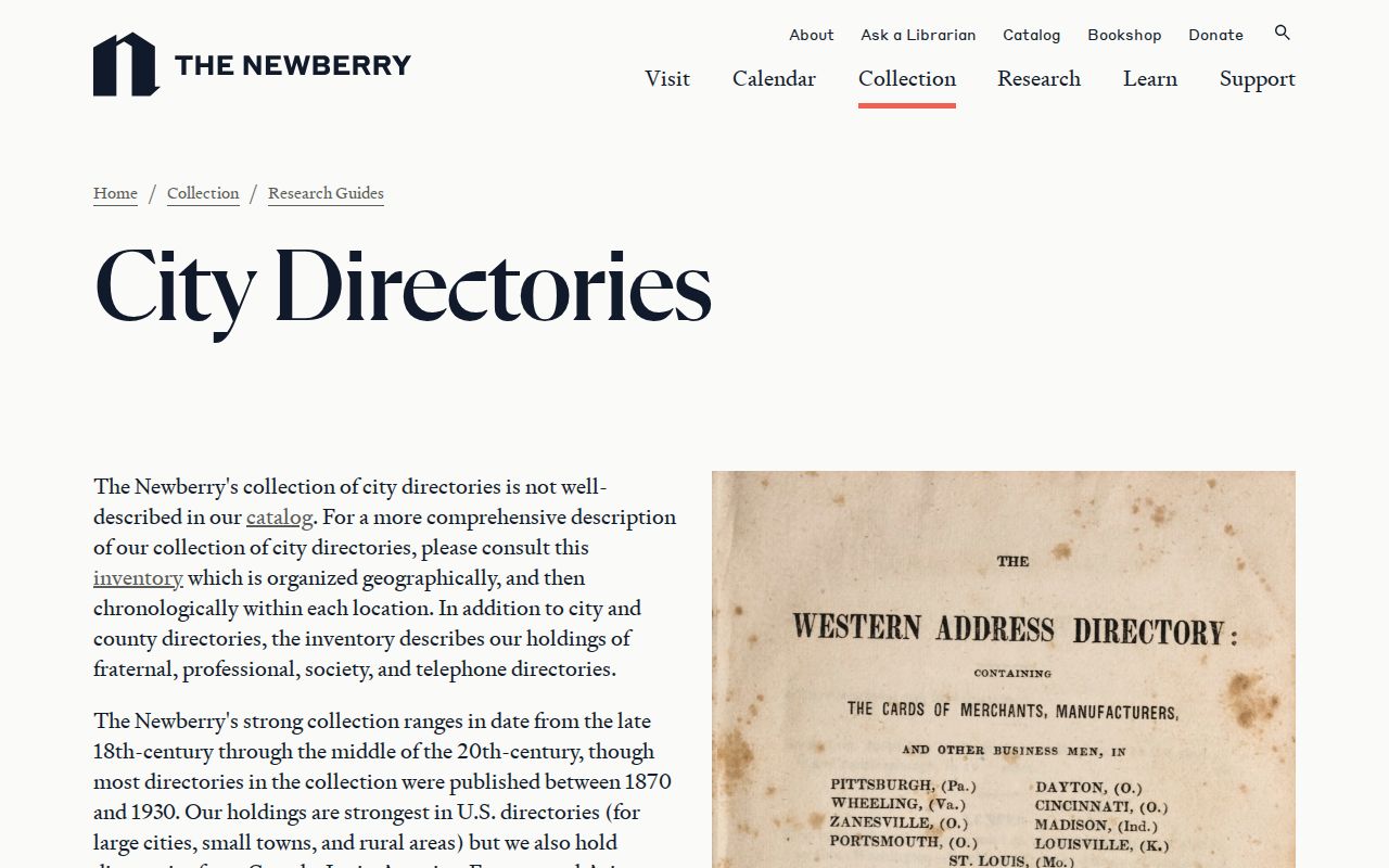 Newberry city directory research guide for regional directory holdings
