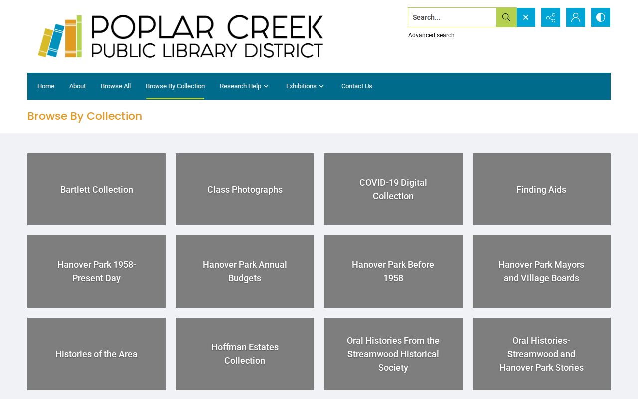 Poplar Creek collection browser with Streamwood historical groupings