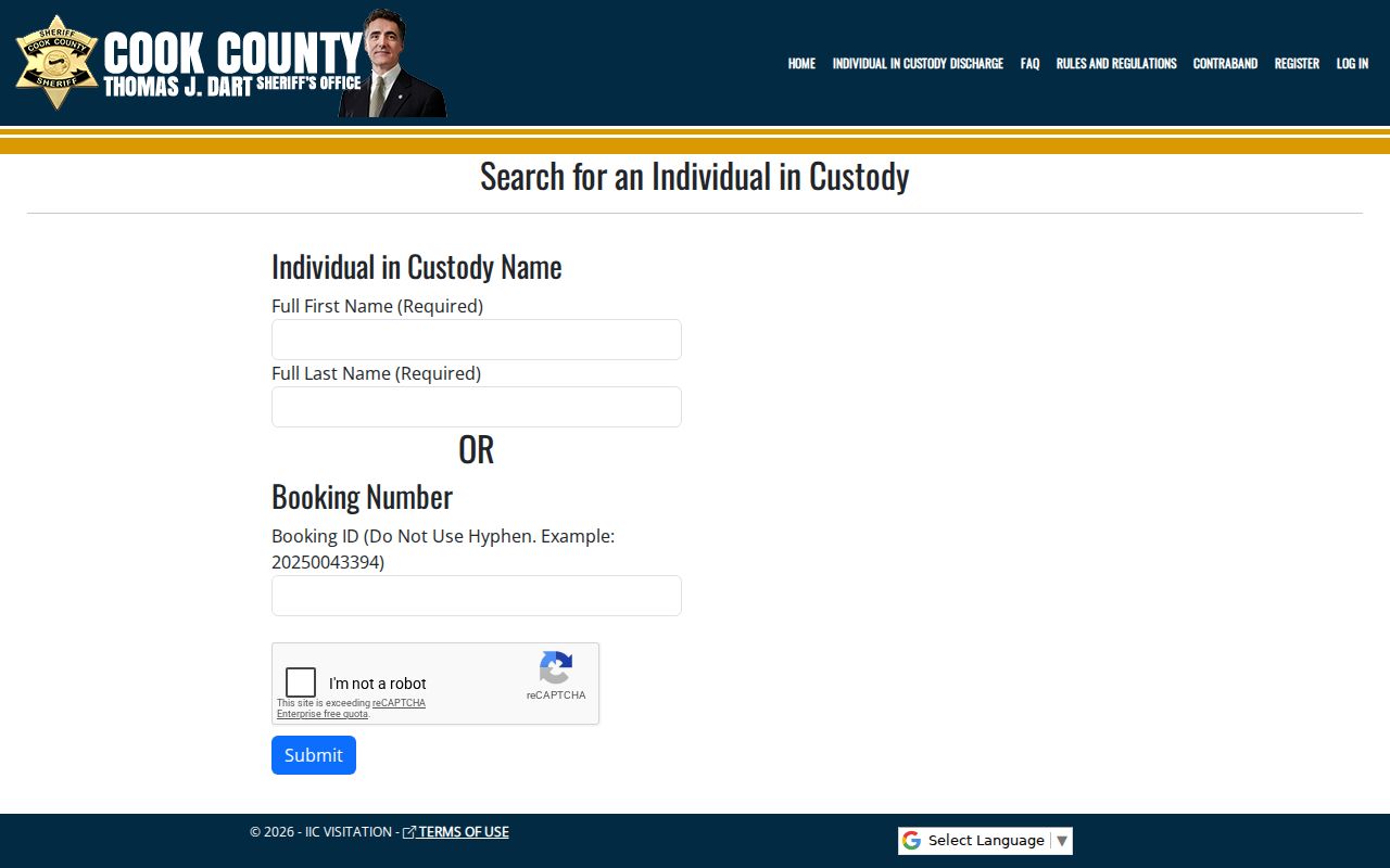 Streamwood resident lookup using the Cook County custody locator