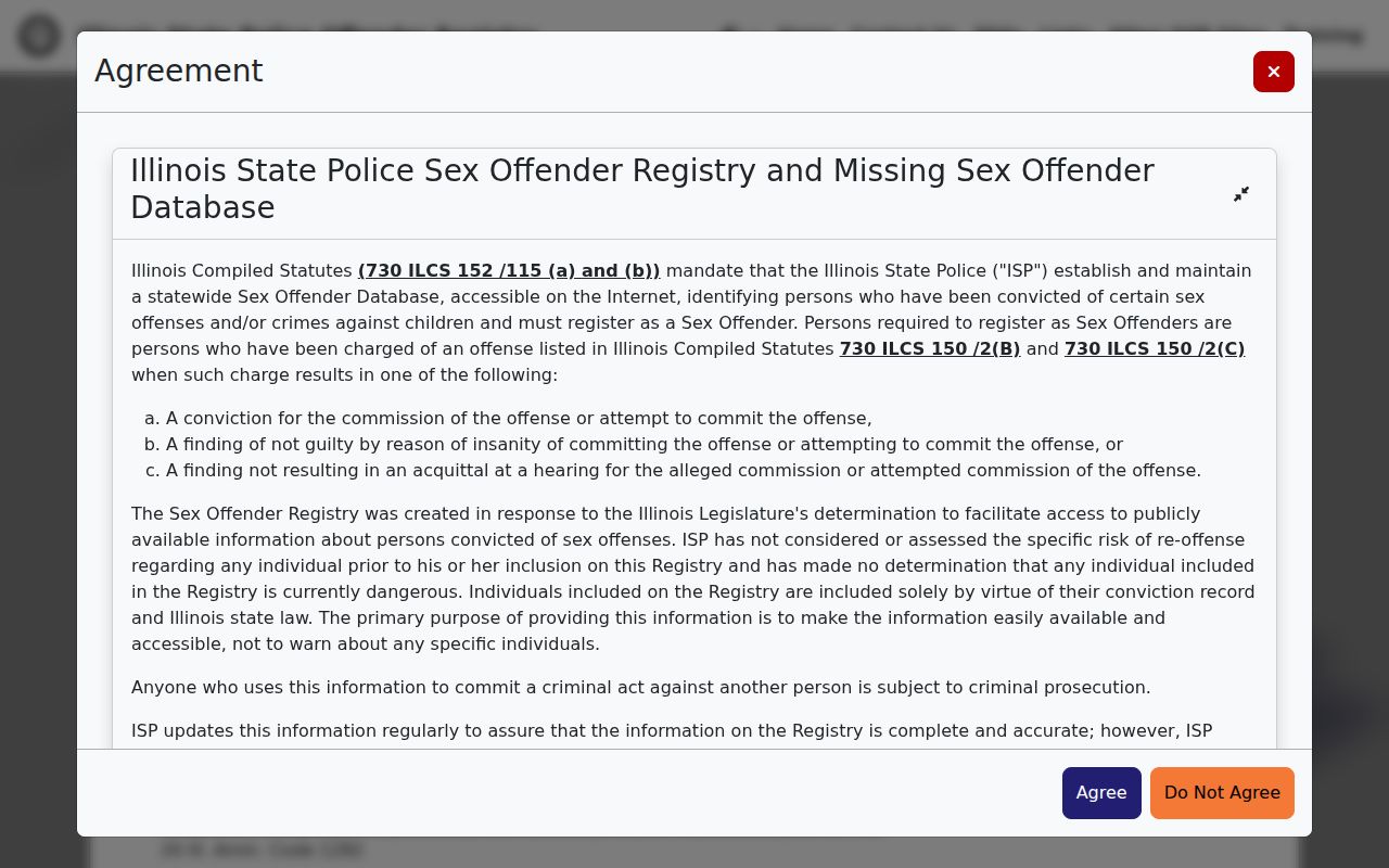 Streamwood resident lookup on the Illinois State Police registry